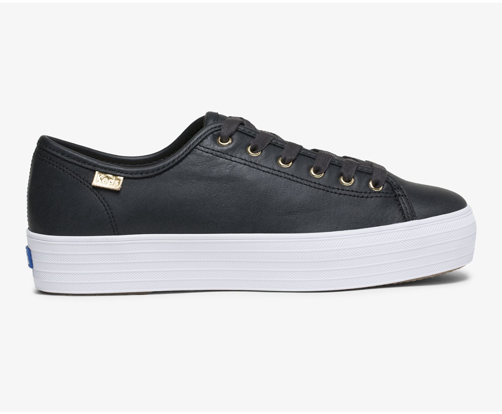 Zapatillas Keds Mujer Negras - Triple Kick Luxe Cuero - 023-XZROTY